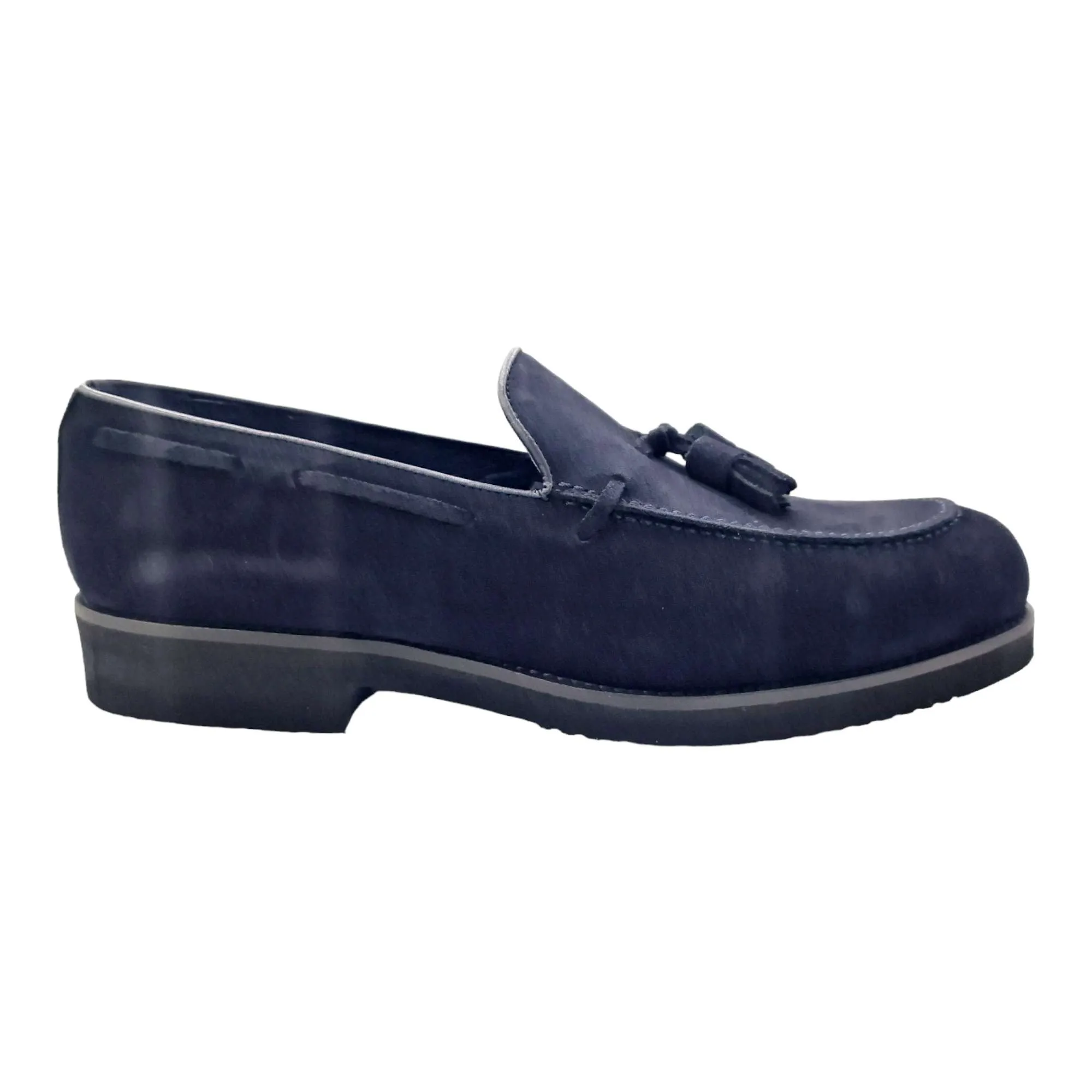 ZAPATOS MOCASÍN HOMBRE VESTIR SERRAJE BORLAS MARINO