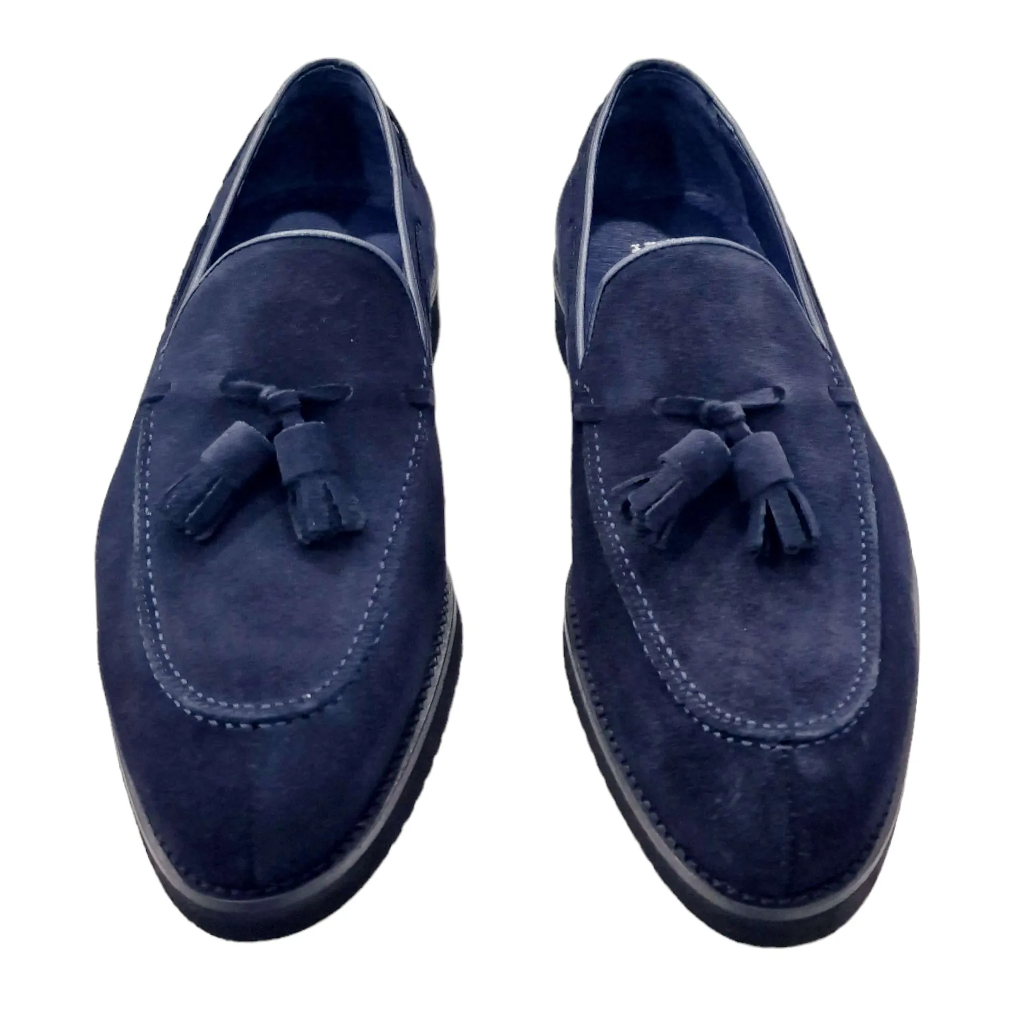 ZAPATOS MOCASÍN HOMBRE VESTIR SERRAJE BORLAS MARINO