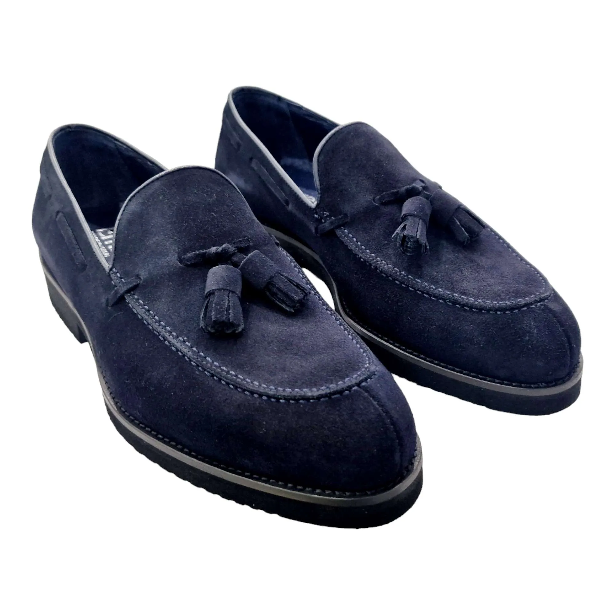 ZAPATOS MOCASÍN HOMBRE VESTIR SERRAJE BORLAS MARINO
