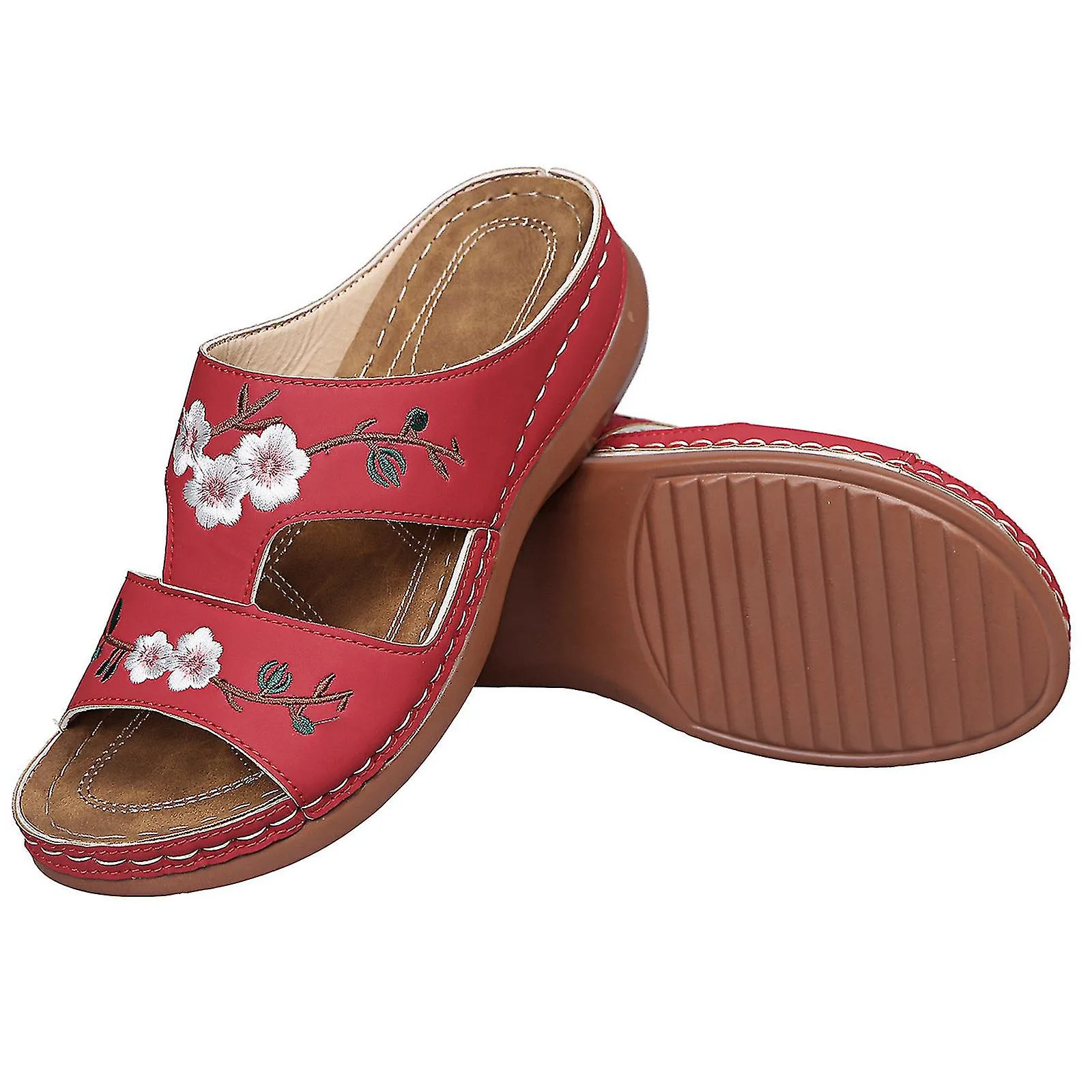 Zapatos ortopédicos de flores para mujer Sandalias de punta abierta Zapatillas de plataforma para damas Summer Beach Goma Suela 