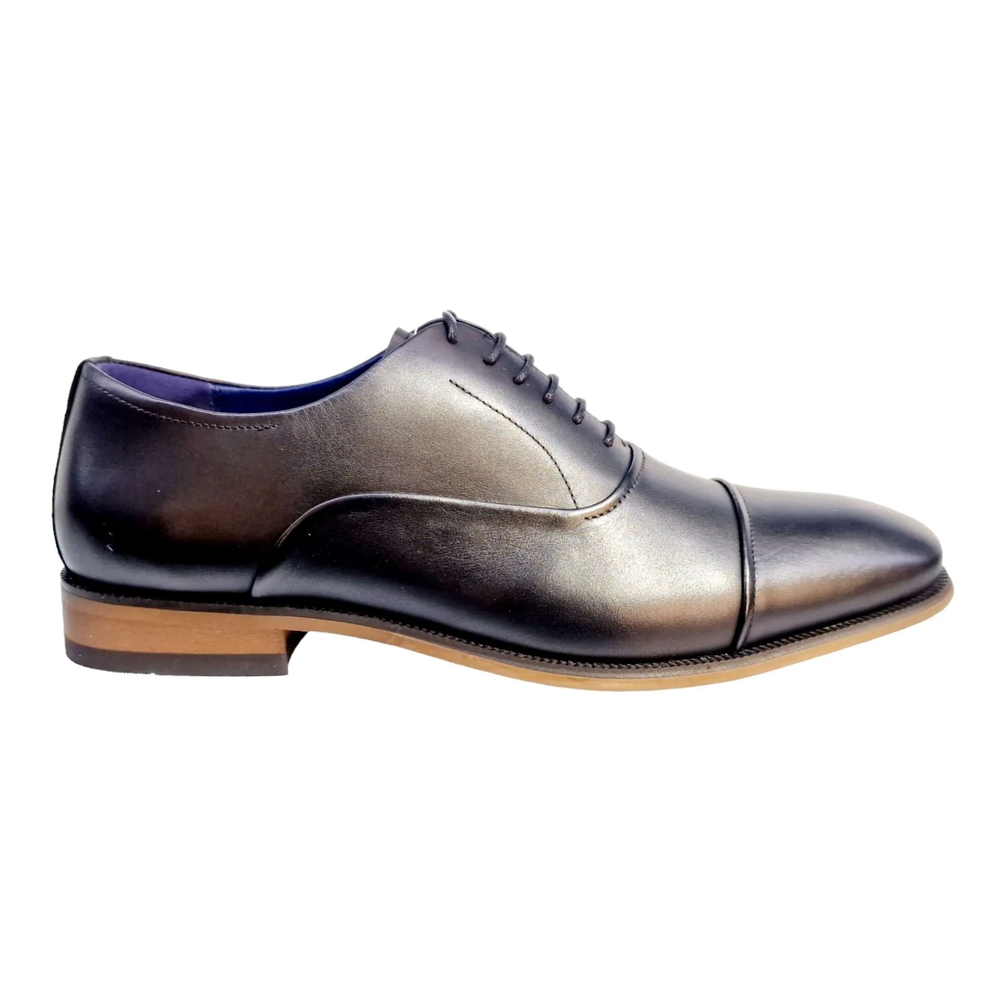 ZAPATOS VESTIR HOMBRE BLUCHER CON PUNTERA NEGRO