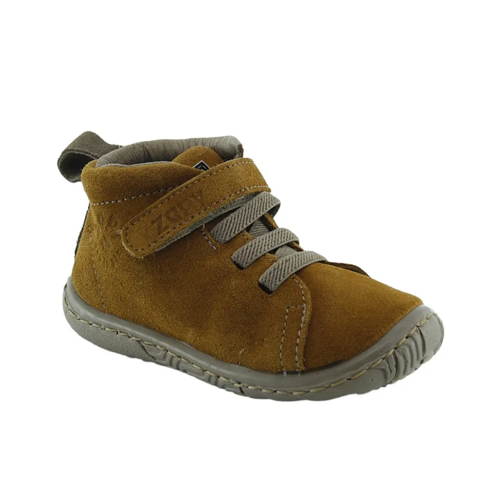 ZAPATOS ZAPY ELáSTICO Y VELCRO MOSTAZAMARRóN