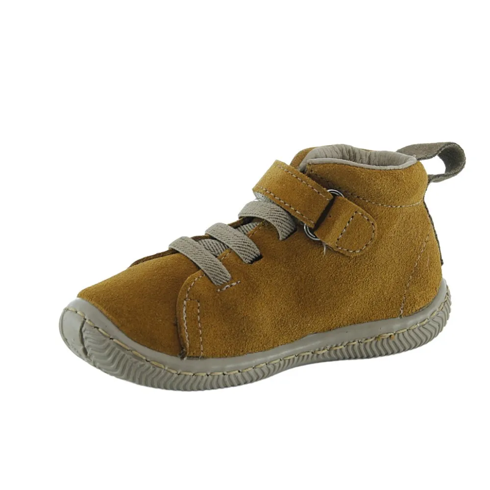 ZAPATOS ZAPY ELáSTICO Y VELCRO MOSTAZAMARRóN