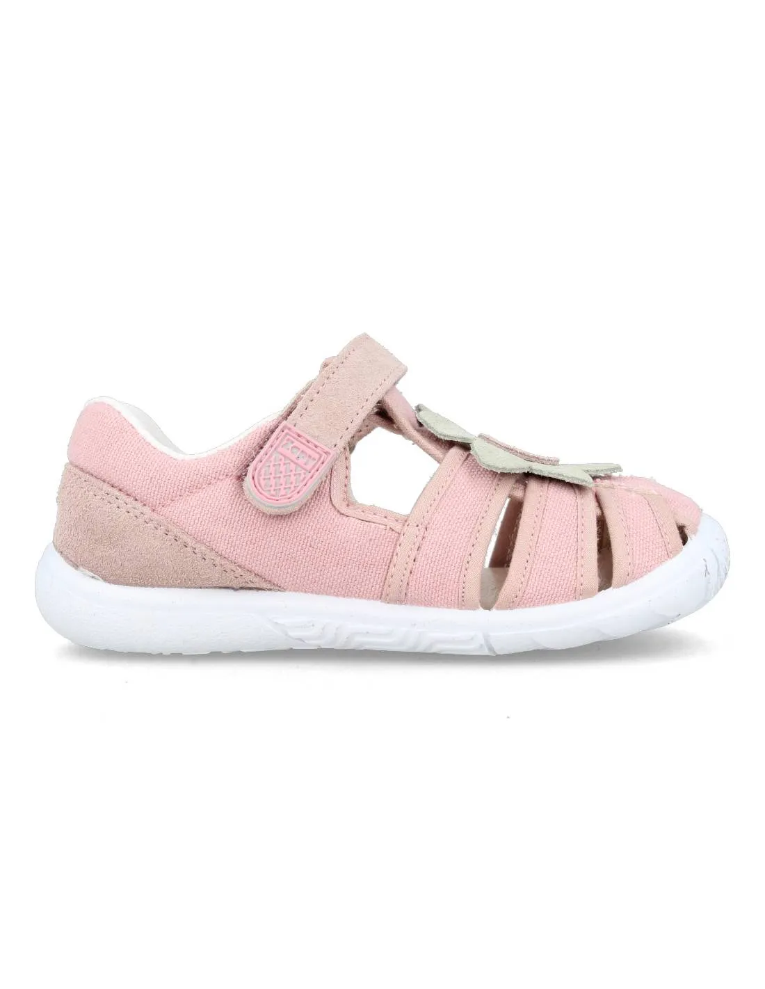 ZAPY  SANDALIA FLEXIBLE LONA NUDE FLOR MINT