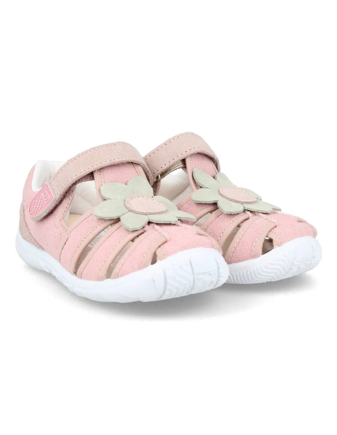 ZAPY  SANDALIA FLEXIBLE LONA NUDE FLOR MINT