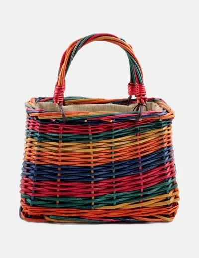 Zara Bolso de mano mimbre multicolor
