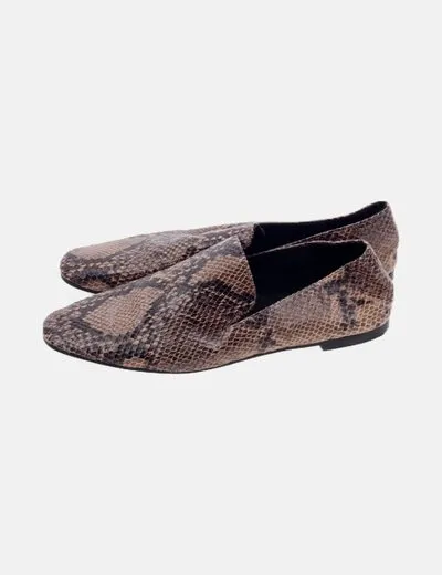 Zara Mocasín marrón animal print